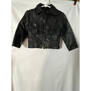Vintage Branded Garments Inc Black Leather Fringe Sz 8 (Runs small)